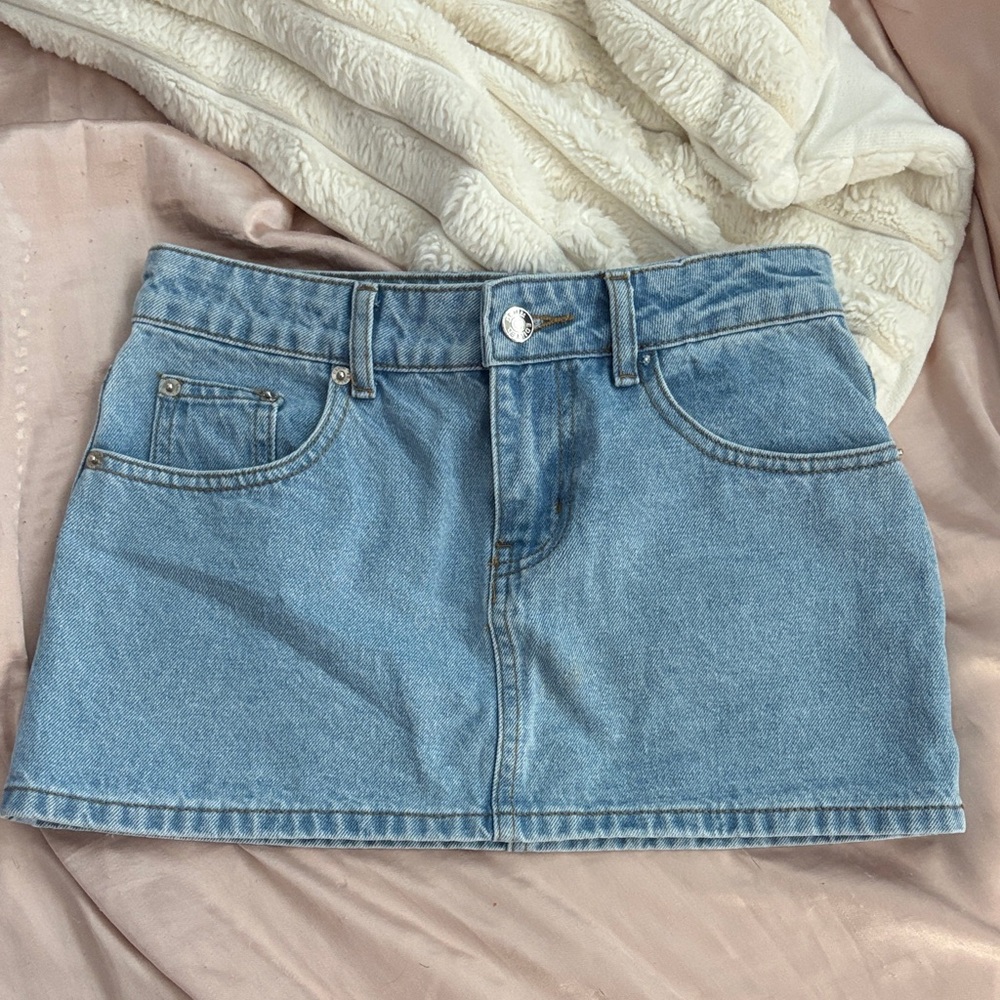Edikted Light Blue Denim Mini Skirt